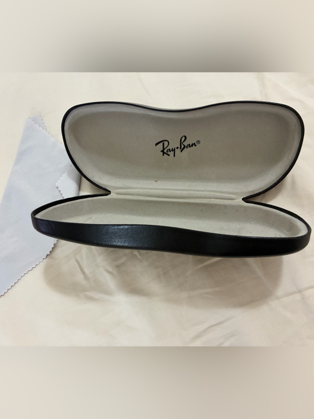 Ray-Ban Black Sunglasses Case with Light Gray Interior